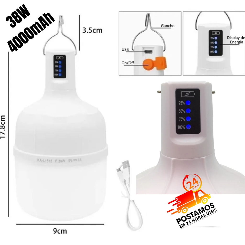Lâmpada Portátil 38W com Alça®