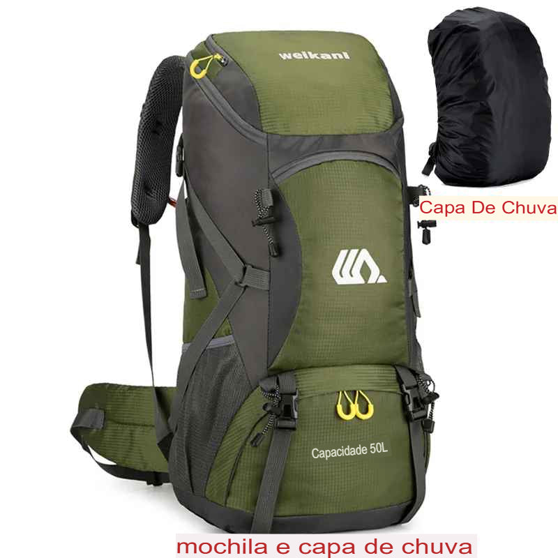 Mochila Cargueira Multifuncional 50L + Capa de Chuva®