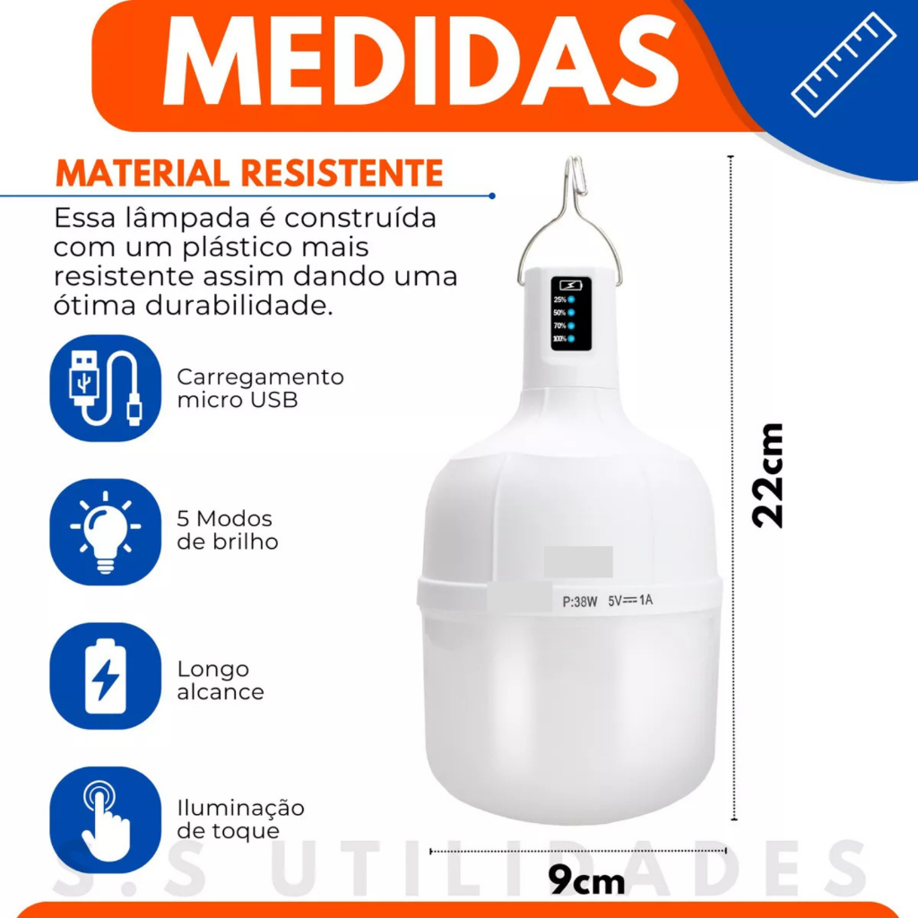 Lâmpada Portátil 38W com Alça®
