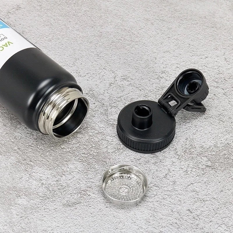 Garrafa Térmica Anti Vazamento 600ML Com Alça Chaveiro Borracha®