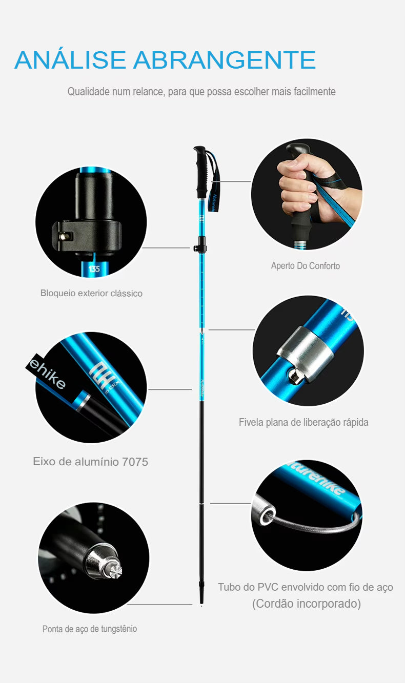 Naturehike Bastões de trekking Ultraleve Dobrável 1 pçs®