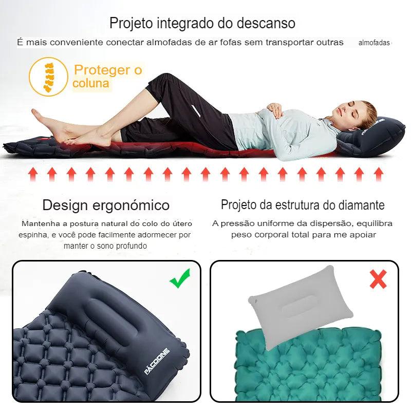 Colchonete Inflável Com Travesseiro Esteira®